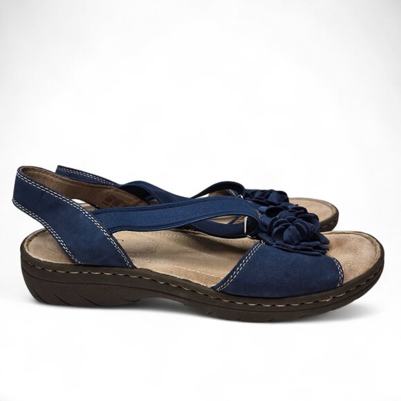 Hotter Molly Blue Suede Sandals Women's Floral Accent Summer Suede Insole 9 - Picture 5 of 11